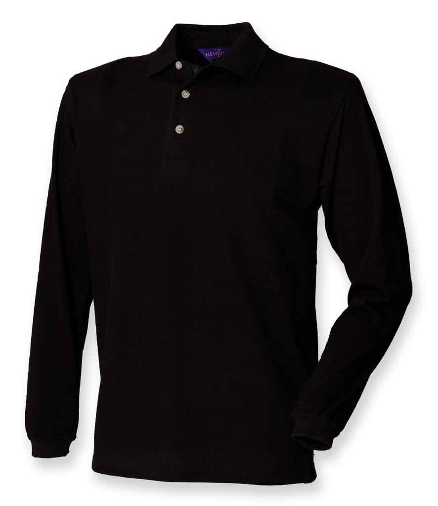 Henbury Long Sleeve Cotton Pique Polo Shirt
