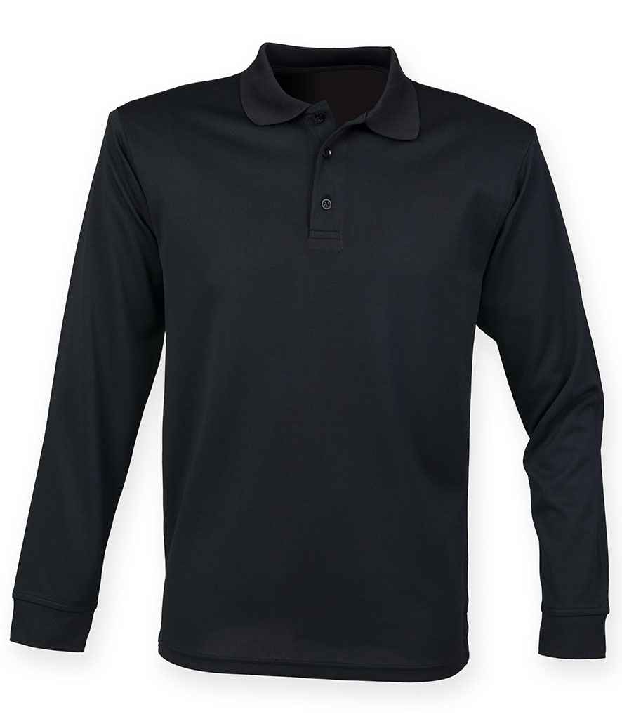 Henbury Unisex Long Sleeve Coolplus? Pique Polo Shirt