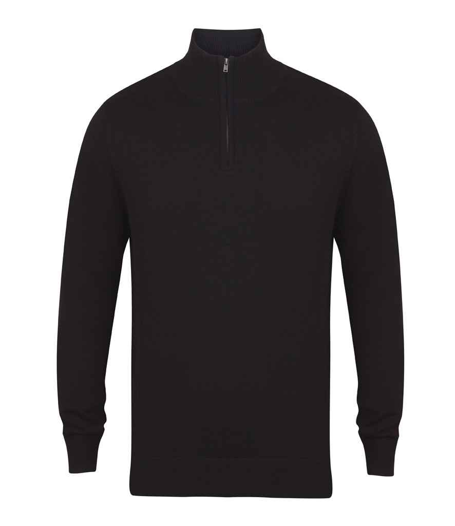 Bundle Deal - Henbury Gents Zip Neck Sweater + Free Logo