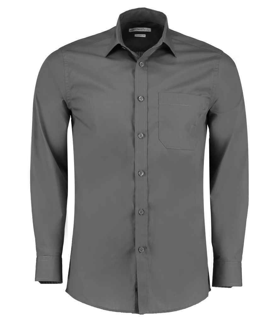 Kustom Kit Long Sleeve Tailored Poplin Shirt