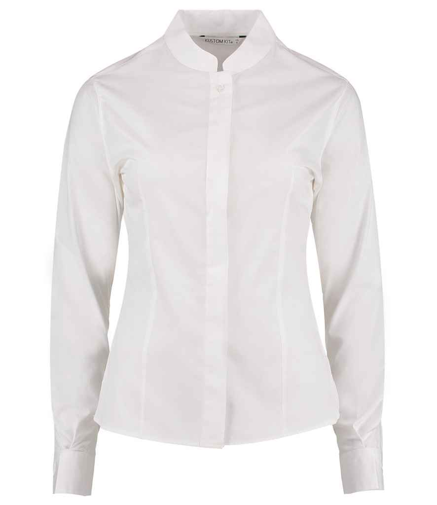 Kustom Kit Ladies Long Sleeve Tailored Mandarin Collar Shirt