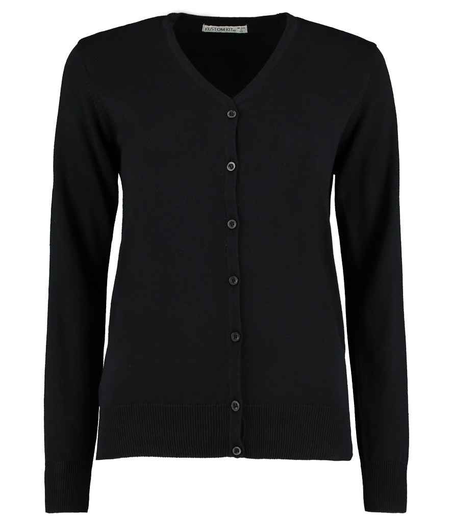 Bundle Deal - Kustom Kit Ladies Arundel Cotton Acrylic V Neck Cardigan + Free Logo