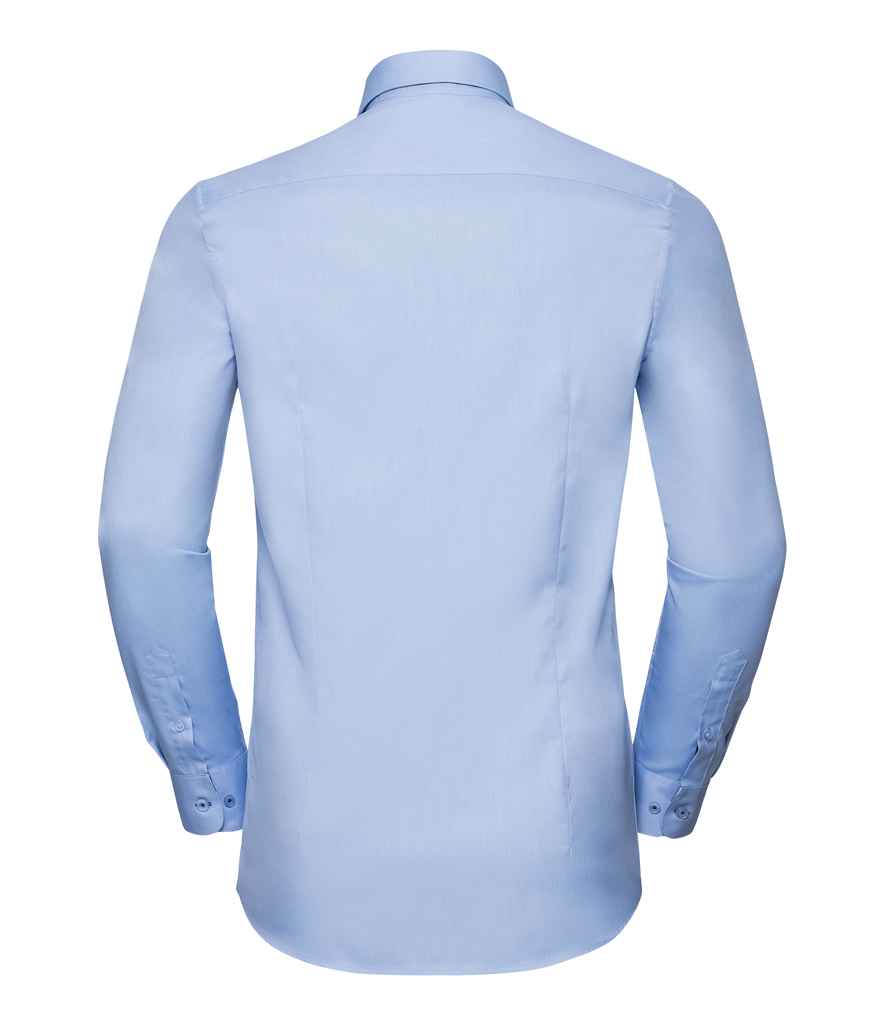 Russell Collection Long Sleeve Contrast Herringbone Shirt Russell Collection Long Sleeve Contrast Herringbone Shirt